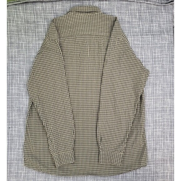 Columbia Rugged Button Down Shirt Mid-Weight Outdoor Tan Black Plaid Men's L - Picture 13 of 15